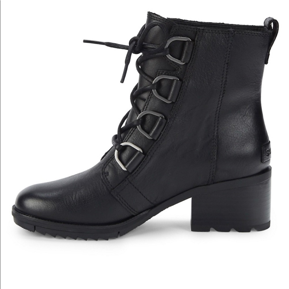 SOREL CATE LACE UP LEATHERS BLACK BOOTIE Size: 8 - Picture 8 of 11